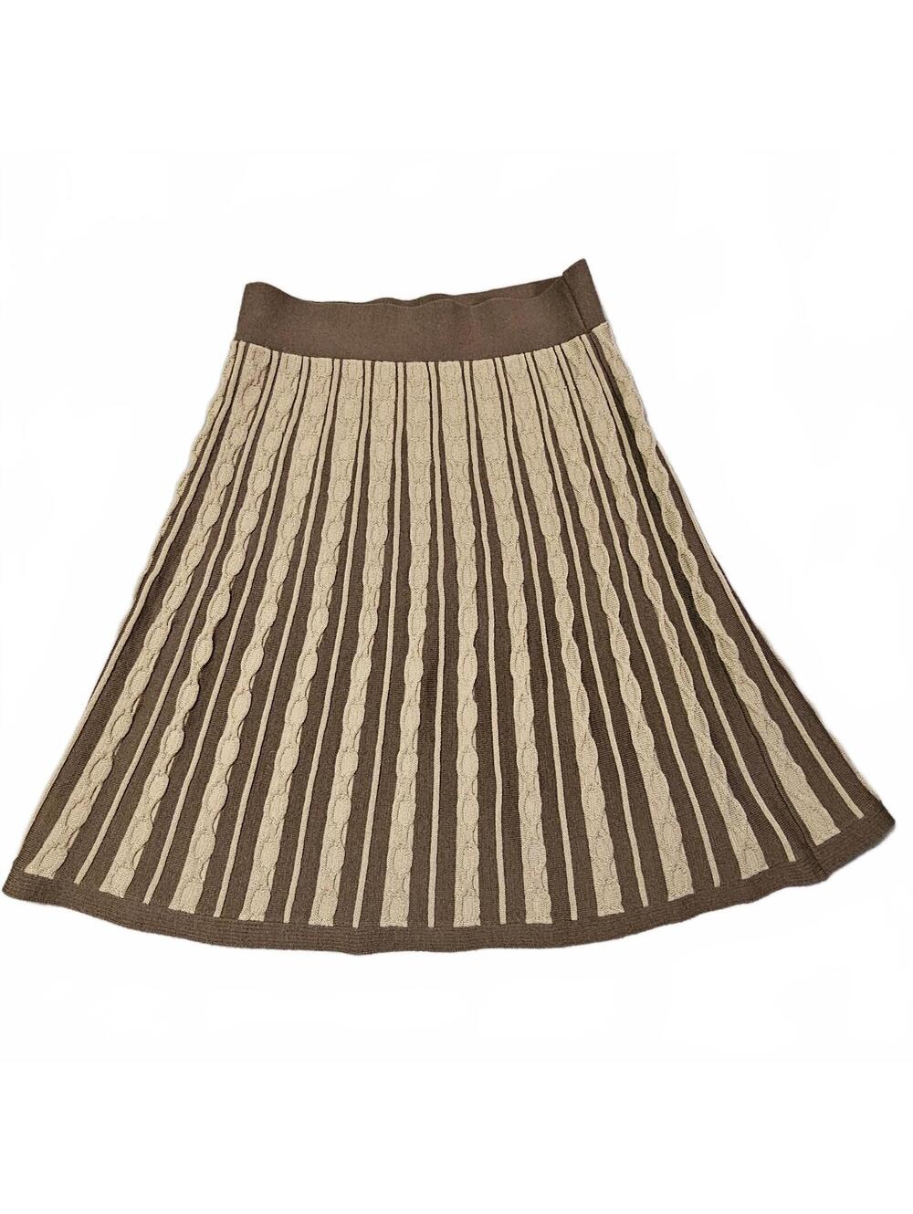 Vintage Mossimo Small Skirt Y2K Cable Knit Tan Brown Knee Length A Line